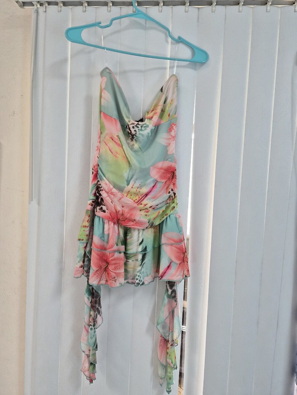 Floral Mint & Pink Girls' One-Piece Dress